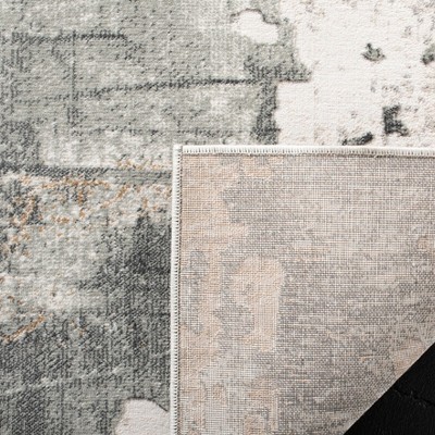 Abstract Gray Synthetic 24" Hand-Knotted Area Rug