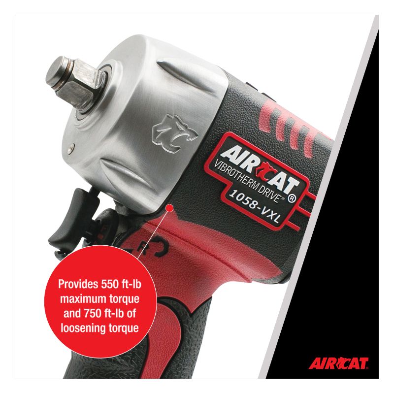 AIRCAT 1058-VXL 1/2-Inch Vibrotherm Drive Composite Compact Impact Wrench 750 ft-lbs, 4 of 9