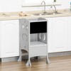 TopComfy Foldable Child Standing Tower Kids Step Stool with Chalkboard Lockable Handrail for Kitchen Bathroom Laundry Room, Gray, 40.25"*20"*5" - 3 of 4