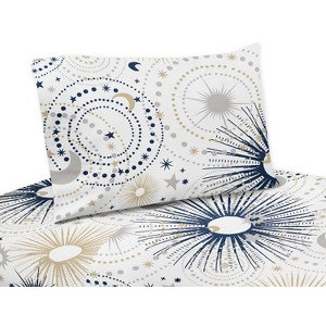 Sweet Jojo Designs Gender Neutral Unisex Kids Twin Sheet Set Celestial Blue Gold and Grey 3pc - 1 of 4