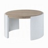 Royal Hampton Coffee Table, White High Gloss Wood, Brown Top, Round 33 Inch - 2 of 4