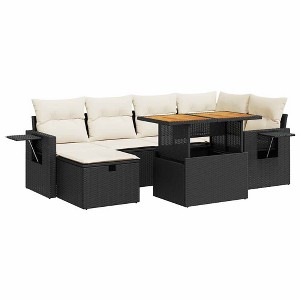 vidaXL 8 Piece Patio Sofa Set with Cushions - Black and Cream with Storage - 8 Items - 1 of 4