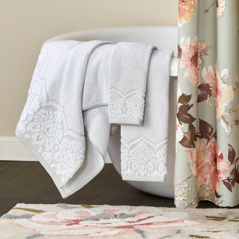 Birdseye Damask Bath Towel Mint Green - SKL Home, 4 of 6