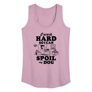 Women's - Peanuts - Work Hard To Spoil My Dog Graphic Racerback Tank - 1 of 4