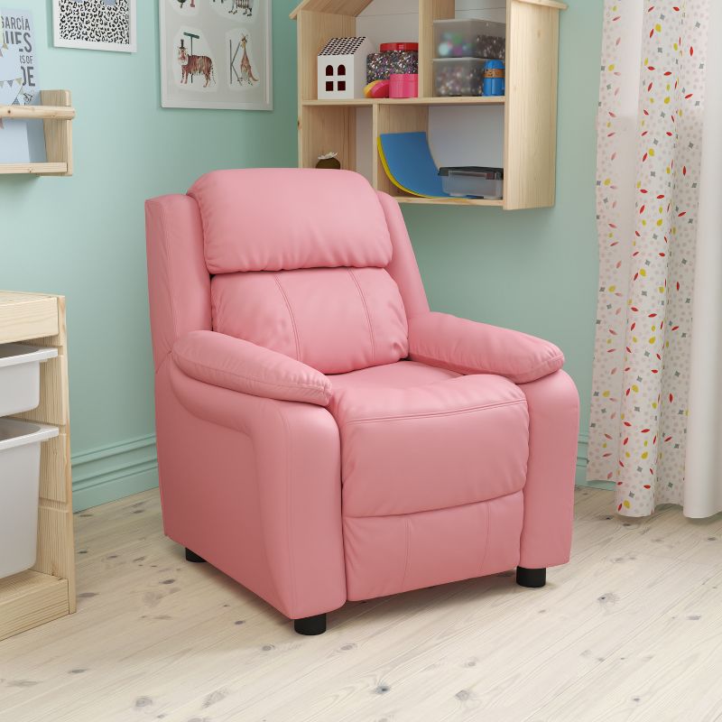 Emma and Oliver Deluxe Padded Contemporary Kids Recliner with Storage Arms, 2 of 13