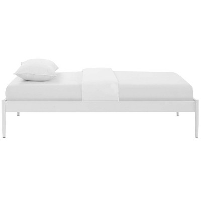 Elsie Modern Twin White Metal Frame Upholstered Bed with Slats