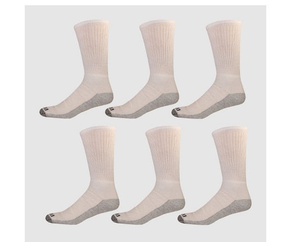 Dickies Men's Dri Tech Crew Socks 6pk - White 6-12