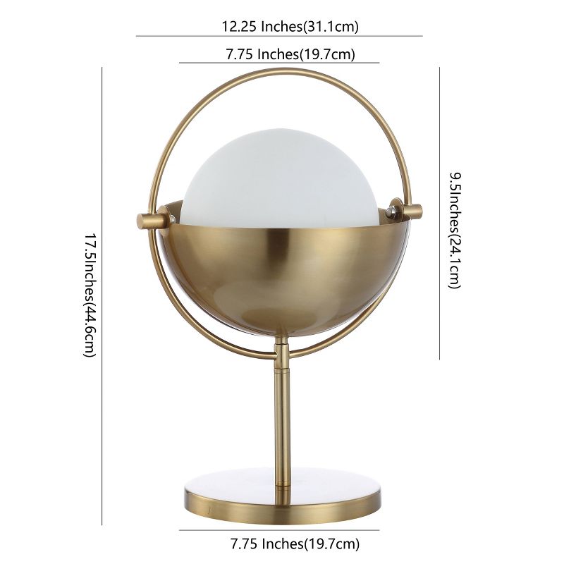 17.5&#34; Iron and Glass Casi Art Deco Mid Century Globe Table Lamp (Includes LED Light Bulb) Brass - Jonathan Y, 5 of 6