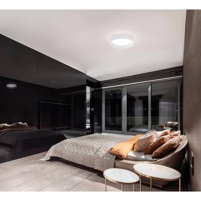 24" Modern Elegance Linen Drum LED Ceiling Light in White