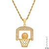Steeltime 24" 18k gold plated stainless steel and simulated diamonds basketball pendant - 3 of 4