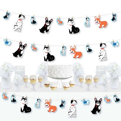 Big Dot of Happiness Pawty Like a Puppy - Dog Baby Shower or Birthday Party DIY Decorations - Clothespin Garland Banner - 44 Pieces