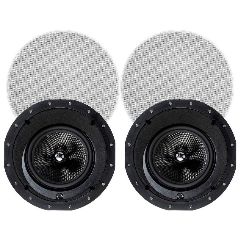 Monoprice 2-Way Carbon Fiber In-Ceiling Speakers - 8 Inch With 15 Degree Angled Drivers (Pair) - Alpha Series, 1 of 7