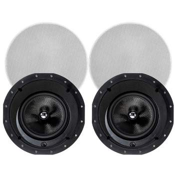 Monoprice 2-Way Carbon Fiber In-Ceiling Speakers - 8 Inch With 15 Degree Angled Drivers (Pair) - Alpha Series