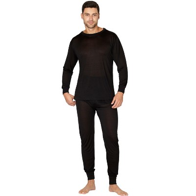 Intimo Men's Classic Silk Long John Adult Pajama Set Top and Bottom