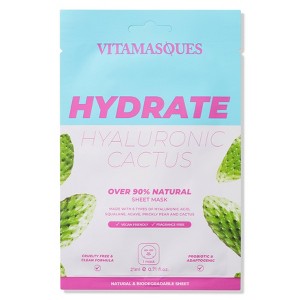 Vitamasques Hydrate Hyaluronic Cactus Biodegradable Sheet Mask & Eco Pouch - 0.71 fl oz - 1 of 3