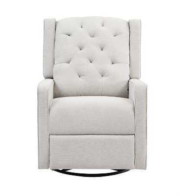 Gray Microfiber Manual Swivel Recliner with Wood Accents