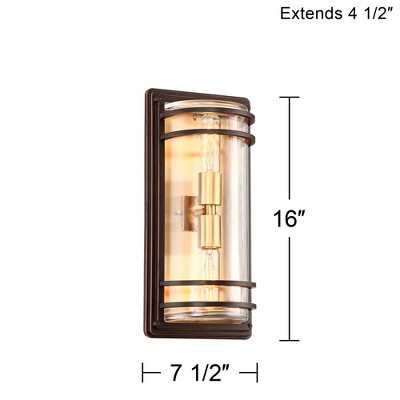 Habitat Modern Bronze and Brass Outdoor Wall Light with Clear Glass
