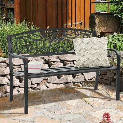 New Rose Design Patio Garden Park Yard 40" Outdoor Steel Bench 
