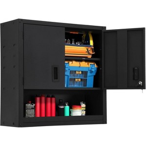 30" Heavy-Duty Steel Wall Cabinet w/ Lockable Magnetic Doors & Shelf - Wall-Mounted Garage Locker for Warehouse, Home Office, Kitchen - 1 of 4