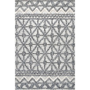 Nuloom Mcclaire Handmade High Low Wool Shaggy Geometric Diamonds Indoor Area Rug, Gray, 4'x6' - 1 of 4