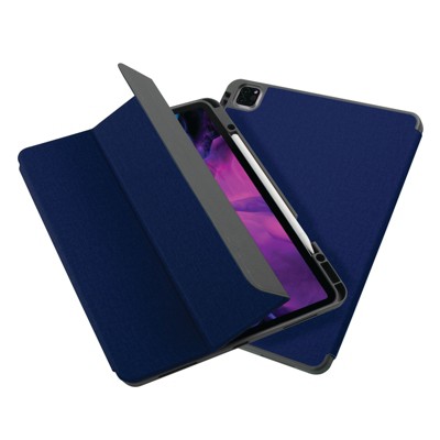 Insten - Soft TPU Tablet Case For iPad Pro 12.9" 2020, Multifold Stand, Magnetic Cover Auto Sleep/Wake, Pencil Charging, Dark Blue