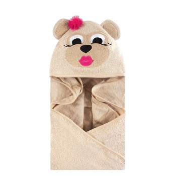 Hudson Baby Infant Girl Cotton Animal Hooded Towel, Miss Monkey, One Size