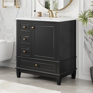 Christopher Knight Home Thomas 30" Bathroom Vanity with Sink, One Door with Shelf and Three Drawers - 1 of 4