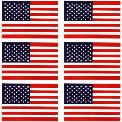 Okuna Outpost 6-Pack Waterproof USA American Flag Car Decals, Patriotic Magnet Decoration (6 x 4 in)