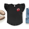Cherry Hearts Pink Bow Patchwork Print - Flutter Sleeve Graphic T-Shirt - 3 of 4