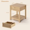 Bekrvio 18-Inch Boho Rattan Nightstand Set of 1/2, Bedside Table w/Drawer & Brass Knobs, Wood End Table w/Open Shelf for Bedroom/Living Room - 4 of 4