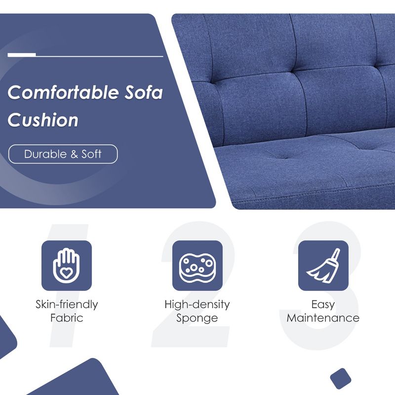 Costway Convertible Futon Sofa Bed Folding Recliner w/USB Ports&Power Strip Grey\Blue, 5 of 11