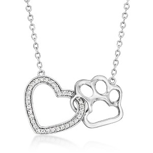 Ross-Simons 0.30 ct. t.w. White Topaz Heart and Paw Necklace in Sterling Silver Size 18 - 1 of 4