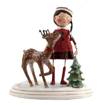 Lori Mitchell 6.75 In Winter Wonderland Deer Tree Snow Christmas Figurines