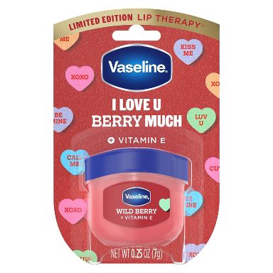 Vaseline Valentines Limited Edition Mini Lip Balm - Wild Berry - I Love U Berry Much - Travel Size - 0.25oz