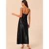 cheibear Women's Sleeveless Camisole V Neck Sleepwear Lace Trim Lounge Maxi Pajamas Nightgowns - 3 of 4