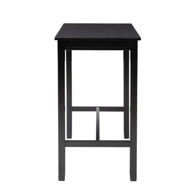 Black Rubberwood Pub Table Set with Faux Leather Stools