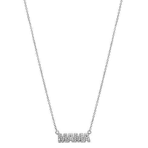 Adornia Rhodium Plated CZ Mama Necklace - image 1 of 3