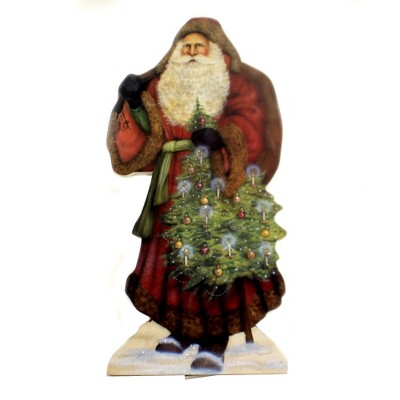 Christmas 14.0" Red Coat Santa & Decorated Tree Dummy Board Victorian Lowe  -  Decorative Figurines