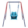Okak Interesting 2-IN-1 Toddler Swing with Metal Frame, Kids Swing with Safety Design, Patio Swing for Indoor or Outdoor Use, Blue+Red - 2 of 4