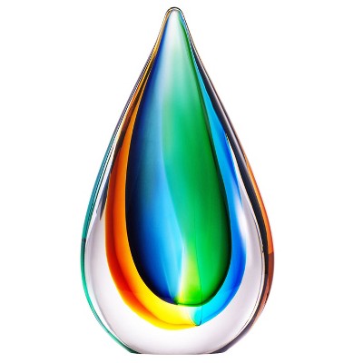 Luxury Lane Hand Blown Teardrop Sommerso Art Glass Sculpture
