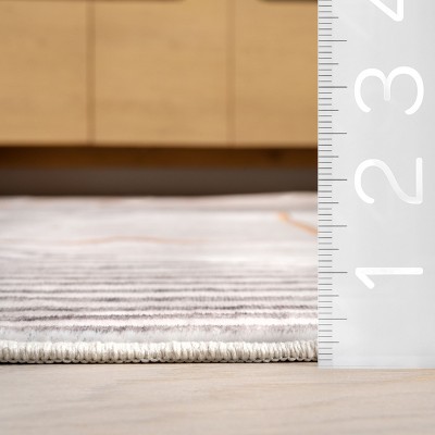 Modern Abstract Blue and Beige Washable Area Rug