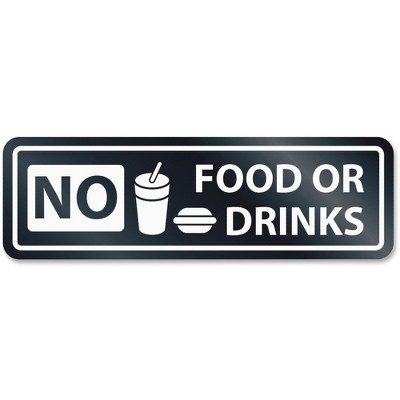 U.S. Stamp & Sign No Food Or Drinks Window Sign 2-1/2"x8-1/2" White 9434