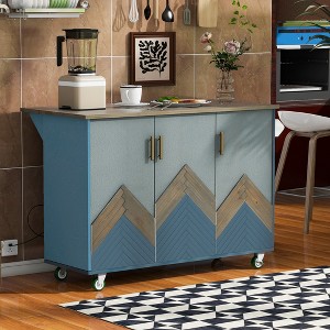 Kitchen Island, with Storage Rack, Drawers, Spice Rack & Towel Rack, for Dining, Kitchen & Barbecue - 1 of 4