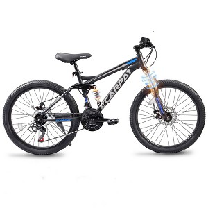Mountain Bikes For Mens Womens, 26" Mountain Bike, 21-Speed Full Suspension Bicycles With Front Fork And Shock Absorber, Steel Frame City Bike - 1 of 4