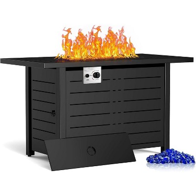 ZAFRO 43 Inch Propane Fire Pit CSA-Listed Outdoor Fire Table, 50,000 BTU Firepit Table with Lid and Lava Rock, Gas Fire Table for Garden Backyard