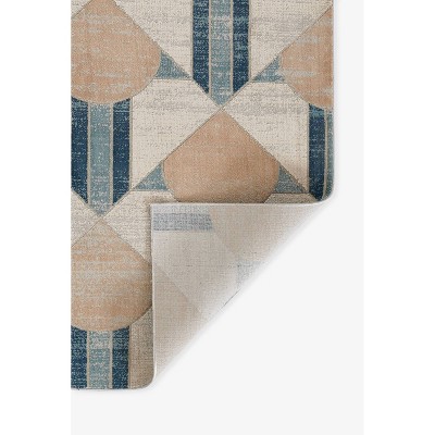 Art Deco Inspired Geometric Blue Wool Blend 34x22 Area Rug