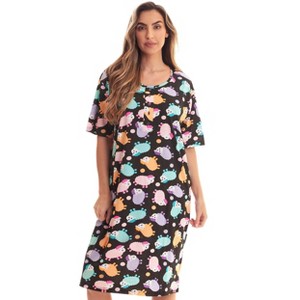 Just Love Womens Nightgown - Short Sleeve Henley Oversized Sleepwear Gown - 1 of 3