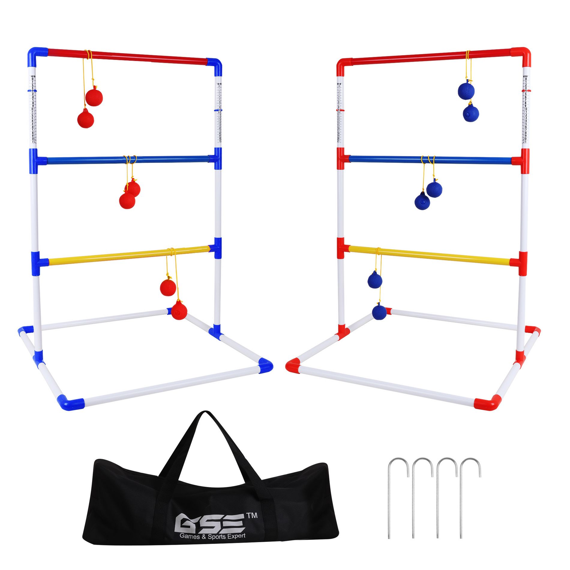 GSE Premium Plastic Ladder Ball Toss Game Set with Ladder Ball Bolas & Carrying Case