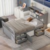 Platform Bed, Bed with Bookcase Headboard and Reversible Shelves, Storage Bed with 4 Storage Drawers, Wooden Frame Bed-Baofuwish - 2 of 4