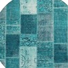 Teal Blue Aqua And Turquoise Patchwork Washable Indoor Outdoor Area Rug - 4 of 4